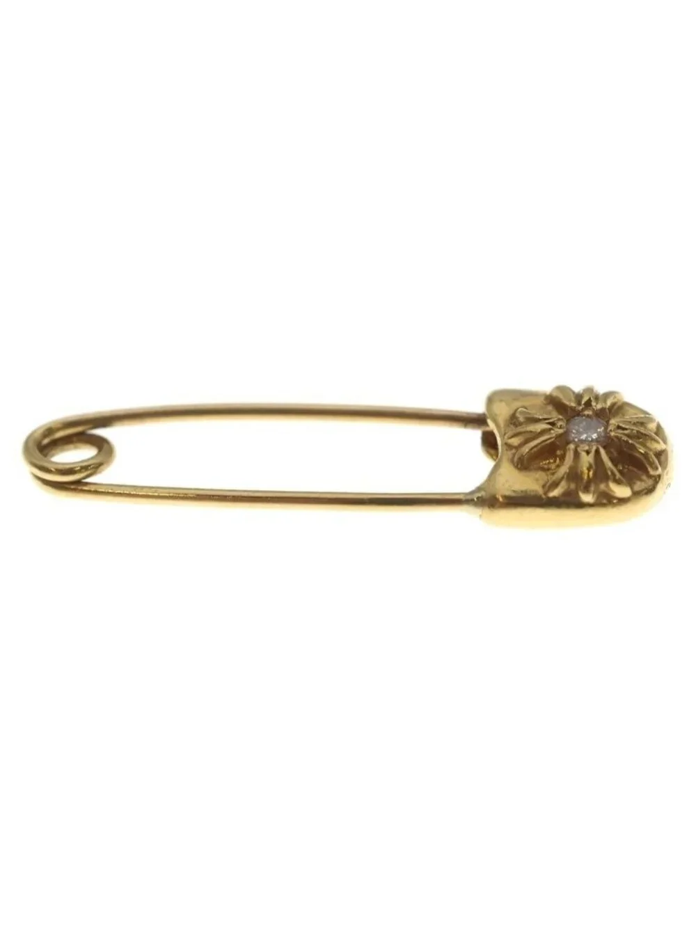 Chrome Hearts 22k Safety Pin S 22k Small Pin 1 Diamond Gold Necklace Top